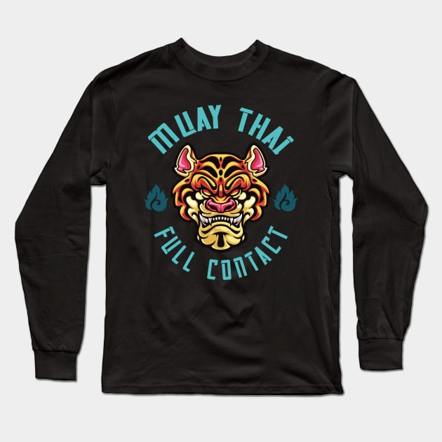 Muay Thai Tiger Martial Arts Fighter Long Sleeve T-Shirt by Foxxy Merch